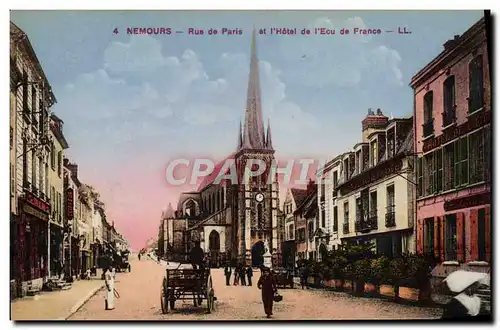 Cartes postales Nemours Rue De Paris et l&#39Hotel De l&#39Eau De France