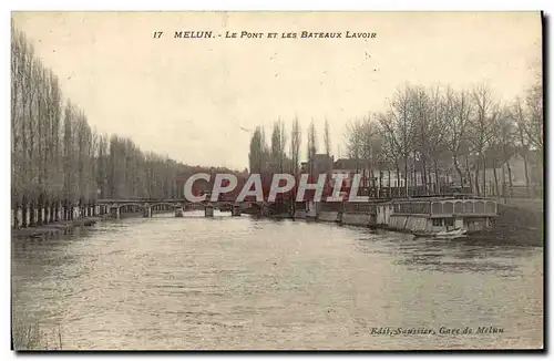 Cartes postales Melun Le Pont Et Les Bateaux Lavoir