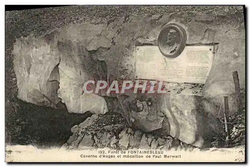 Cartes postales Foret de Fontainebleau Caverne d&#39Augas et Medaillon de Paul Merwart
