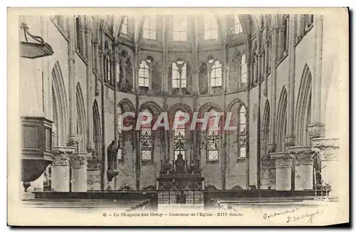 Cartes postales La Chapelle sur Crecy Interieur de l&#39eglise Timbre Taxe suisse