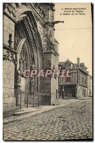 Ansichtskarte AK Moret Sur Loing Portail De l&#39Eglise Et Maison