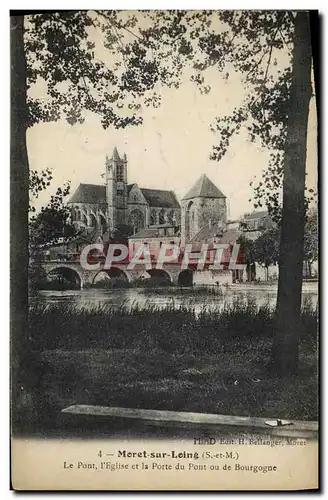 Ansichtskarte AK Moret Sur Loing Le Pont l&#39Eglise Et La Porte Du Pont Ou De Bourgogne