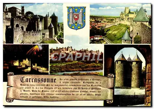 Moderne Karte Carcassonne La porte d&#39Aude Le chateau comta et tour Sarrazine La cite feu d&#39artifice