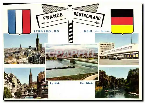 Moderne Karte France Deutschland Strasbourg Kehl Am Rhein