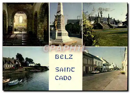 Cartes postales moderne Belz Saint Cado La chapelle le calvaire et l&#39ile de Saint Cado La rue principale de Belz