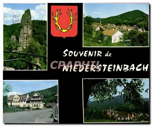 Moderne Karte Souvenir De Niedersteinbach Ruines du Wasigenstein Restaurant Au Cheval Blanc