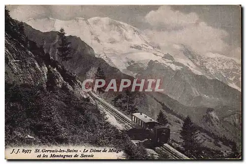 Cartes postales moderne St Gervais Les Bains Le Dome De Miage Et Les Montagnes De Savoie Funiculaire Train