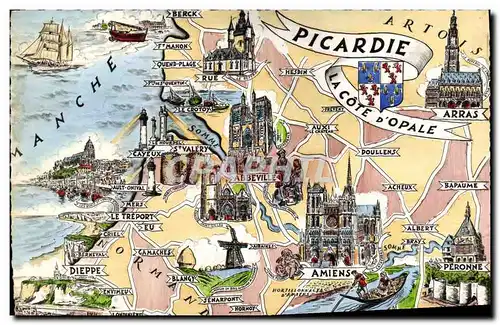 Cartes postales moderne Picardie La Cote D'Opale Manche Peronne Arras Abbeville Rue Dieppe