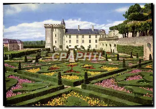 Cartes postales moderne Les Merveilles Du Val De Loire Villandry Les Jardins a la francaise et le cahteau avec son donjo