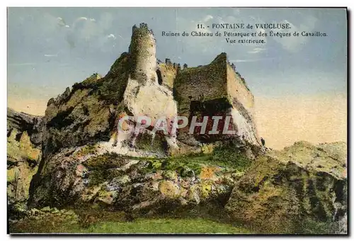 Cartes postales Fontaine De Vaucluse Ruines Du Chateau De Petrarqeu et des eveques de Cavaillon Vue exterieure