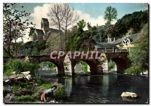 Cartes postales moderne Alpes Mancelles Saint Ceneri Le Gerei L&#39Eglise et le pont sur la Sarthe
