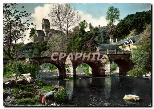 Moderne Karte Alpes Mancelles Saint Ceneri Le Gerei L&#39Eglise et le pont sur la Sarthe