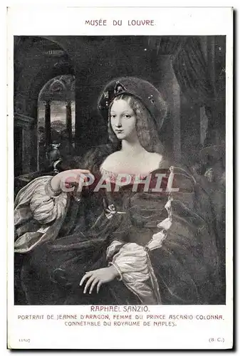 Cartes postales Musee Du Louvre Raphael Sanzio Portrait de Jeanne d&#39Aragon Royaume de Naples