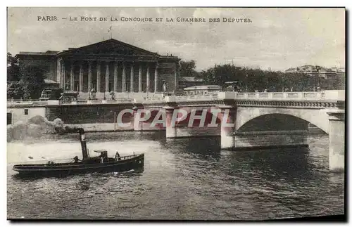 Ansichtskarte AK Paris Le Pont De La Concorde Et La Chambre Des Deputes Bateau Peniche