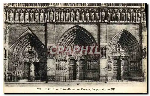 Cartes postales Paris Notre Dame Facade Les Portails