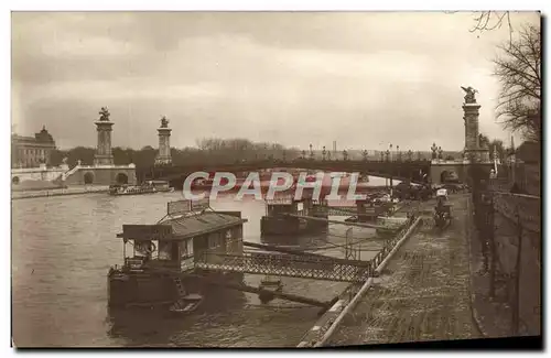 CARTE PHOTO Paris Pont Alexandre III Peniches