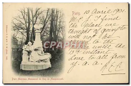 Ansichtskarte AK Paris Parc Monceau Monument De Guy De Maupassant