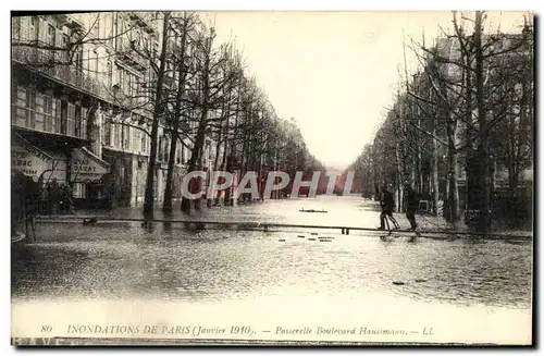 Cartes postales Inondations De Paris Passerelle Boulevard Haussmann