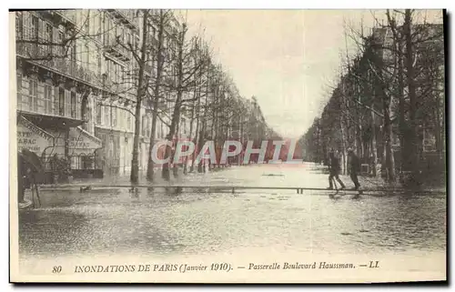 Cartes postales Inondations De Paris Passerelle Boulevard Haussmann