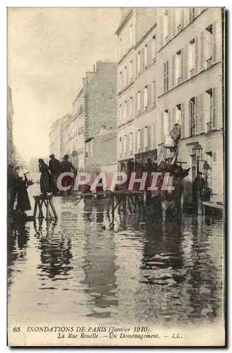 Cartes postales Inondations De Paris La Rue Rouelle Demenagement