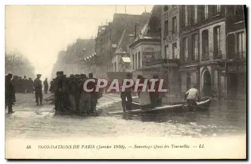 Cartes postales Inondations De Paris Sauvetage Quai Des Tournelles