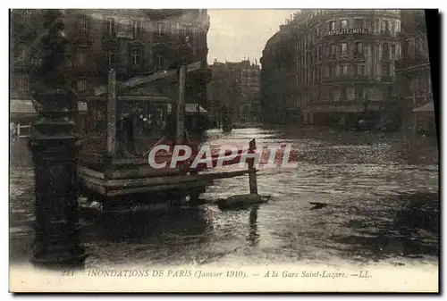 Cartes postales Inondations De Paris A La Gare Saint Lazare