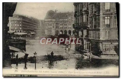 Cartes postales Inondations De Paris Gae Saint Lazare Et Place De Rome