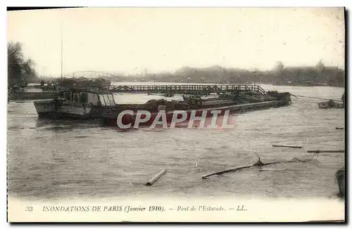 Cartes postales Inondations De Paris Pont de l&#39Estacade Bateau Peniche