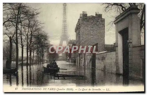 Cartes postales Inondations De Paris Le Quai De Grenelle Tour Eiffel