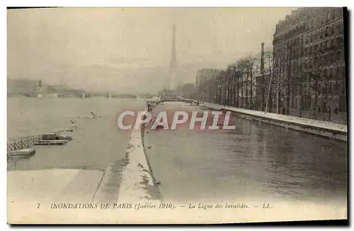 Cartes postales Inondations De Paris La Ligne Des Invalides Tour Eiffel