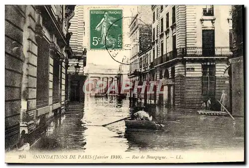 VINTAGE POSTCARD Floods Of Paris Street Of Burgundy