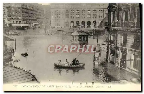 Cartes postales Inondations De Paris A La Gare Saint Lazare