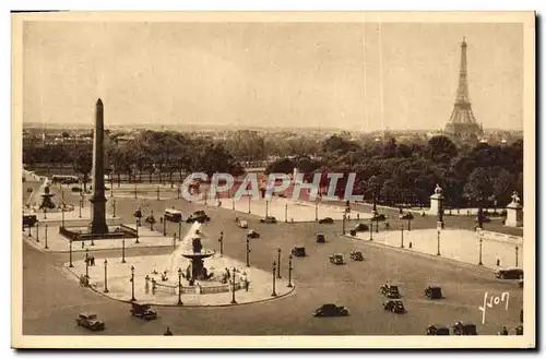 Cartes postales Paris En Flanant Place De La Concorde Tour Eiffel