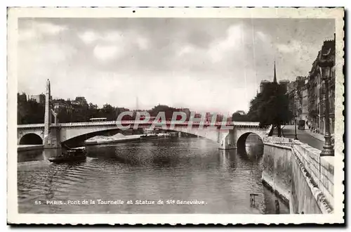 Ansichtskarte AK Paris Pont De La Tournelle Et Statue De Ste Genevieve