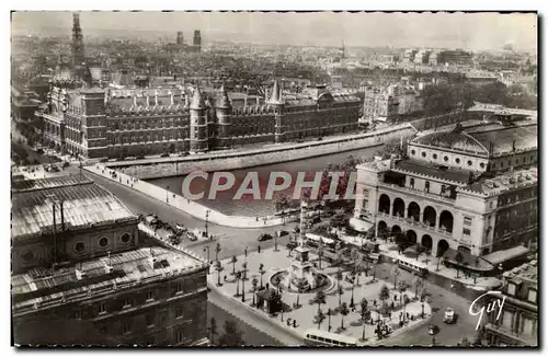 Moderne Karte Paris Et Ses Merveilles Panorama Sur La Place Du Chatelet Et Le Palais De Justice