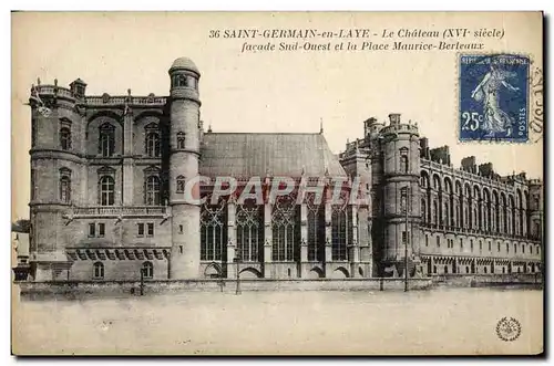 Cartes postales Saint Germain En Laye Le Chateau Facade Sud Ouest et la place Maurice Berteaux