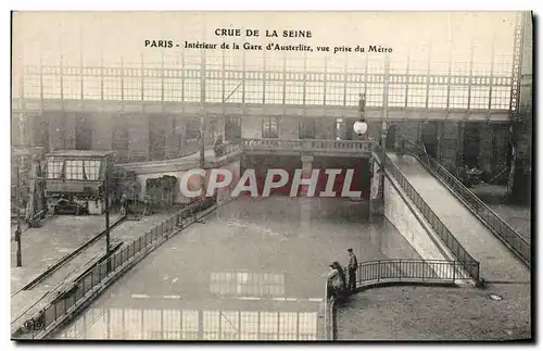 Ansichtskarte AK Crue De La Seine Paris Interieur De La Gare d&#39Austerlitz vue prise du Metro