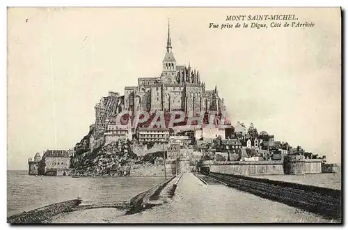 Cartes postales Mont St Michel Vue Prise De La Digue Cote De l'arrivee