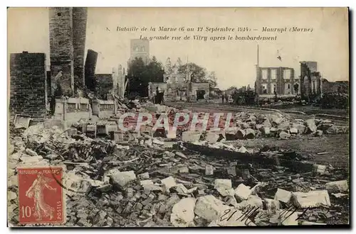 Ansichtskarte AK Bataille De La Marne Maurupt La Grande Rue De Vitry apres le bombardement Militaria