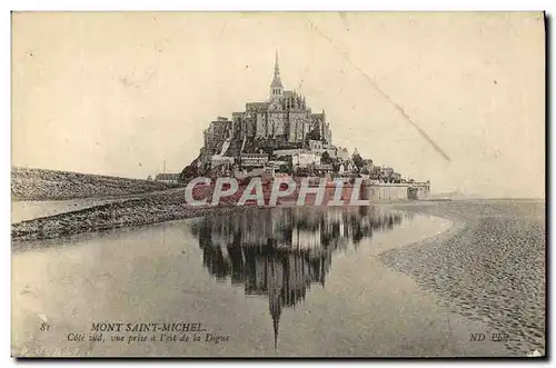 Cartes postales Mont Saint Michel Cote Sud Vue Prise A l'Est De La Digue