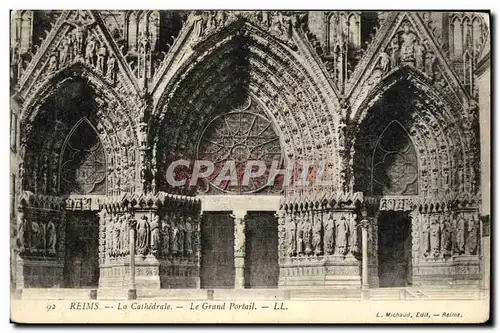 Ansichtskarte AK Reims La Cathedrale Le Grand Portail