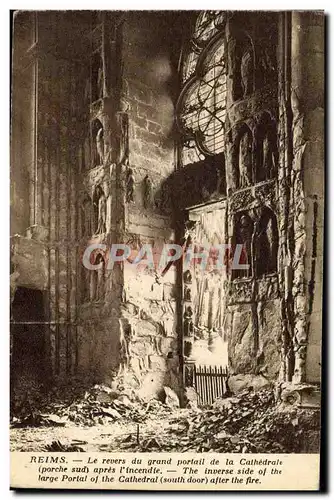 Ansichtskarte AK Reims Le Revers Du Grand Portail De La Cathedrale apres l&#39incendie