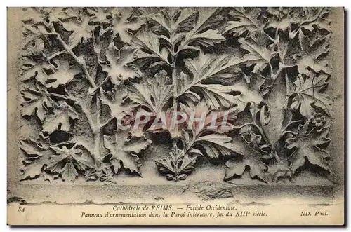 Cartes postales Cathedrale De Reims Facade Occidentale Panneau d'ornementation dans la paroi interieure
