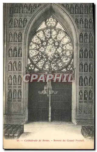 Cartes postales Cathedrale De Reims Revers Du Grand Portail