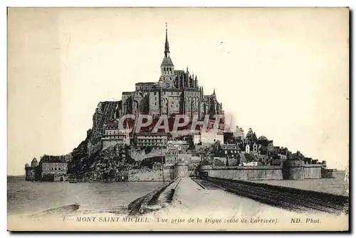 Cartes postales Mont Saint Michel Vue Prise De La Digue cote de l'arrivee
