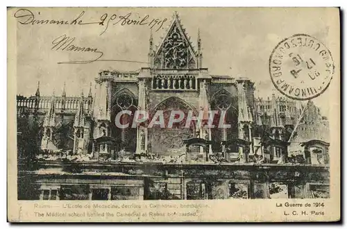 Cartes postales Reims L&#39Ecole De Medecine bombardee