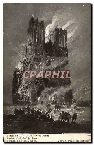 Cartes postales L&#39Incende De La Cathedrale De Reims