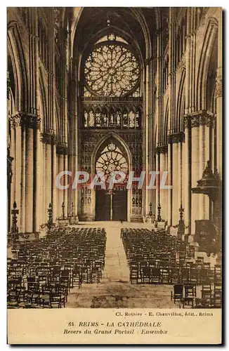 Cartes postales Reims La Cathedrale Revers Du Grand Portail