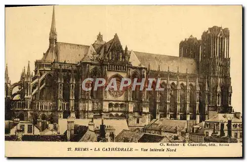 Ansichtskarte AK Reims La Cathedrale Vue Laterale Nord