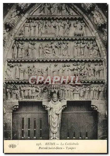 Cartes postales Reims La Cathedrale Portail Saint Sixte Tympan